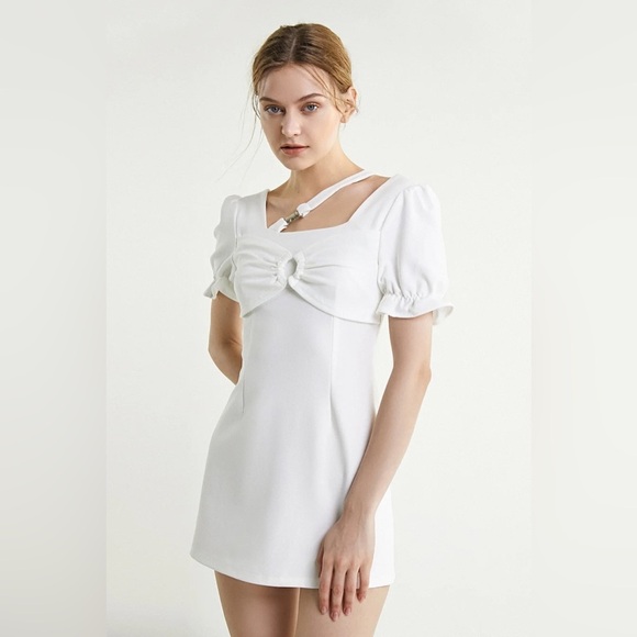 J.ING White Mini Dress with Bow - Picture 5 of 10